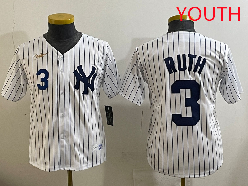 Youth New York Yankees #3 Ruth White 2025 Nike MLB jersey style 43